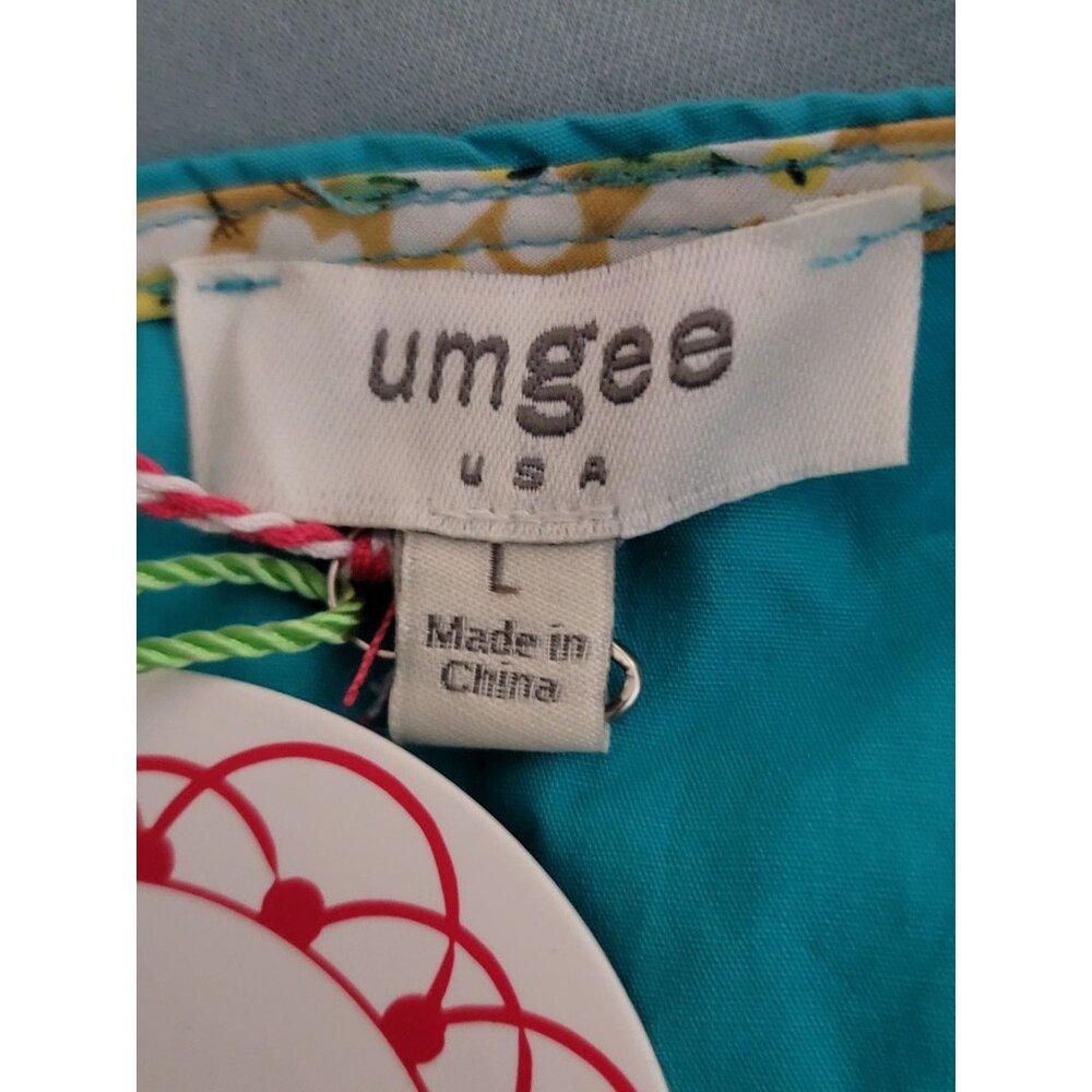 Umgee Womens Ruffle Sleeve Teal Dress L 100% Cotton - Picture 2 of 4